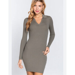 Love Tree Sage Green Women's Academia Long Sleeve Fitted Small Retro  Bodycon